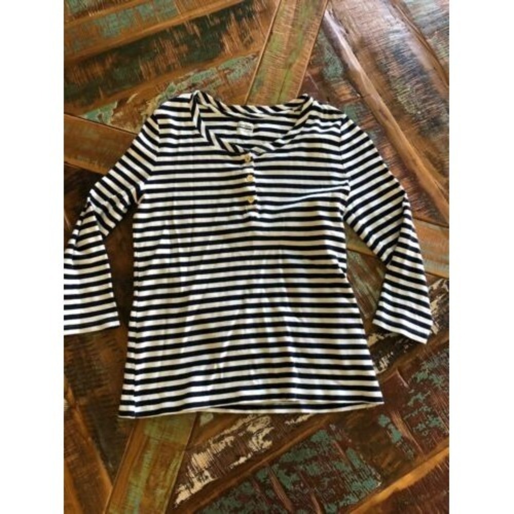 Womens‎ Basic Editions Blue Striped Button Shirt Size Small